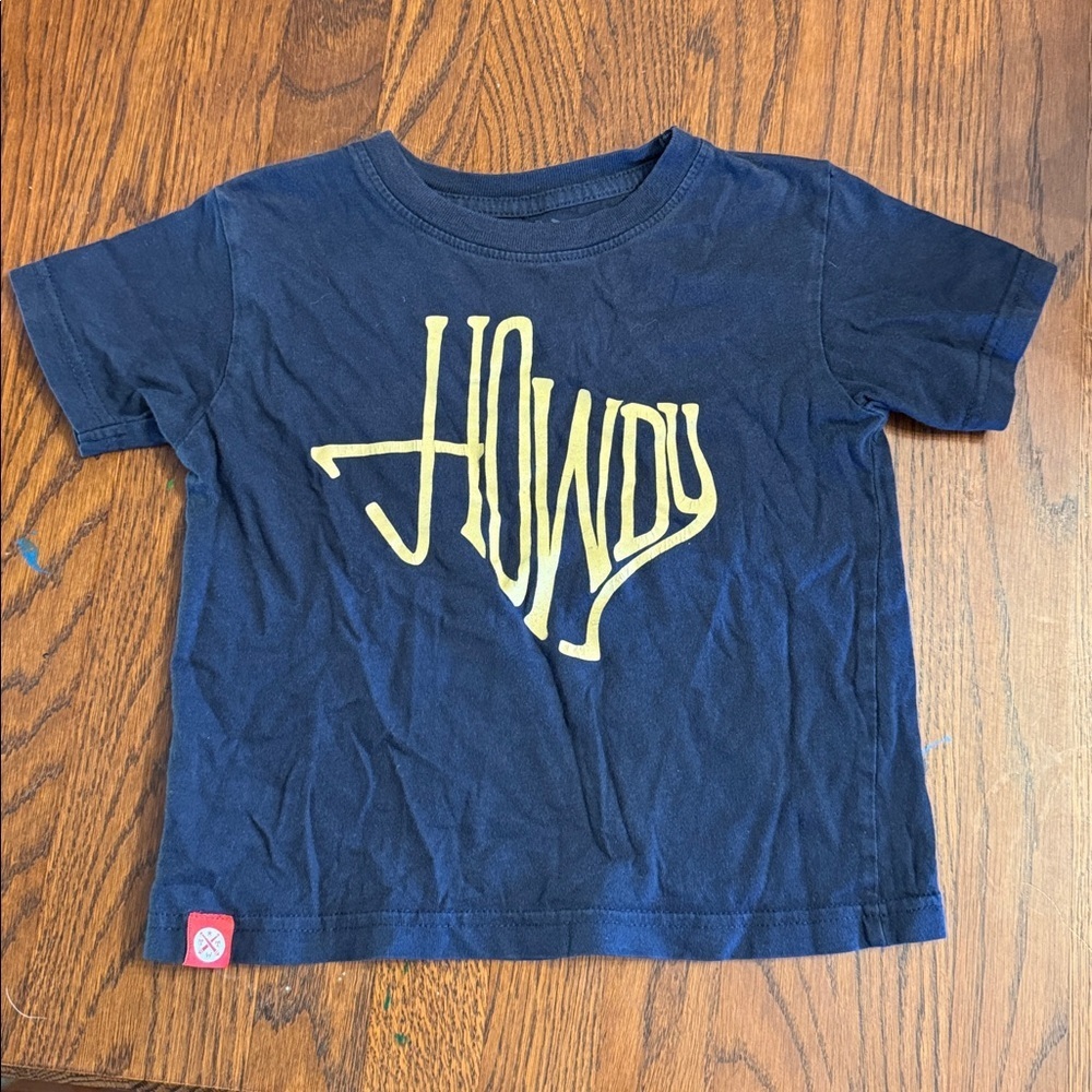 Tumbleweed Texas Styles Blue T-Shirt with Gold 'Howdy' Graphic size 3T